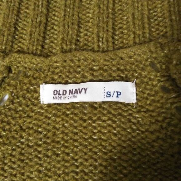 Old Navy Short Sleeve Cardigan Sweater Vest Olive Wool Sz Small Preppy Academia - Picture 8 of 12